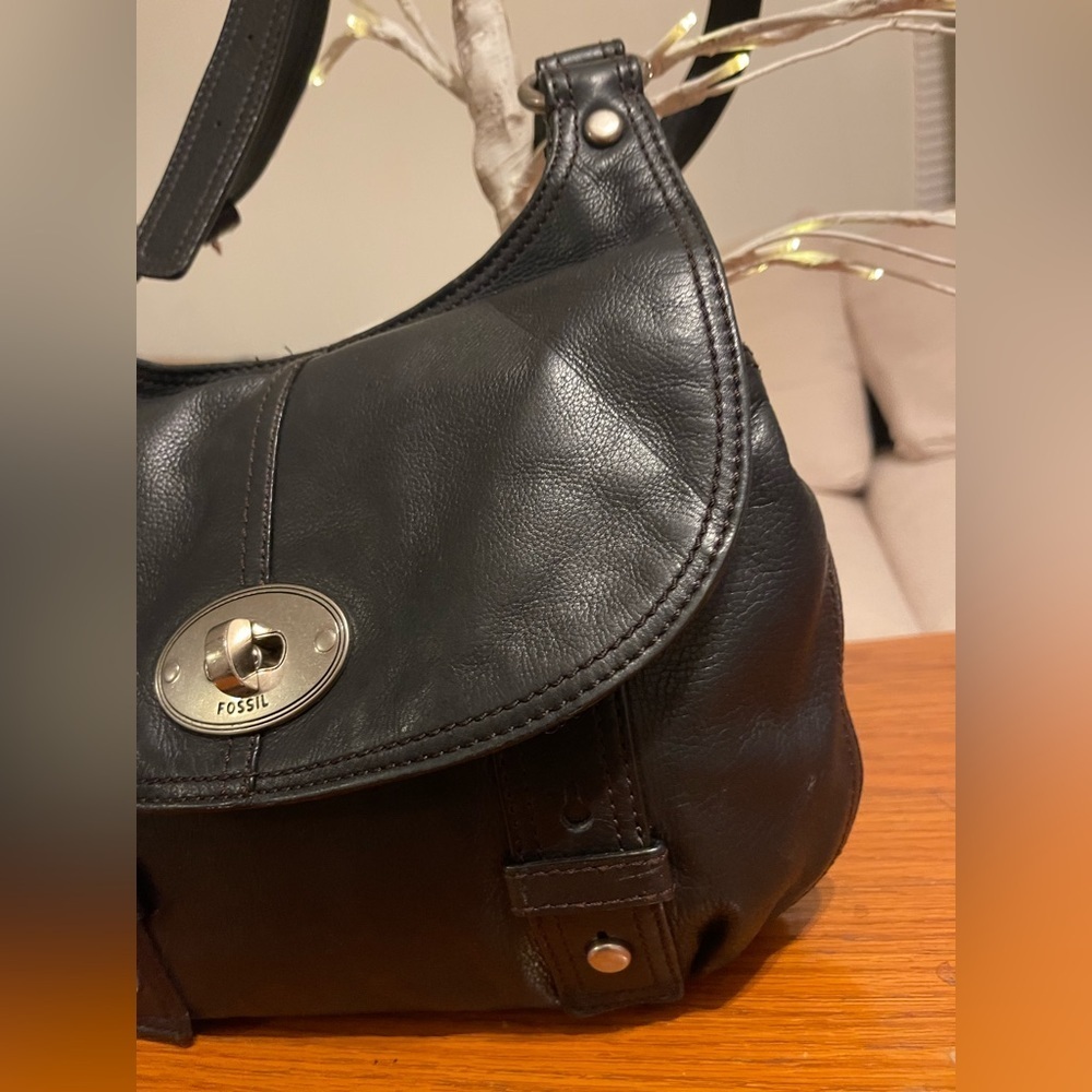 Fossil Vintage Maddox Leather Crossbody Black EUC - Picture 8 of 13